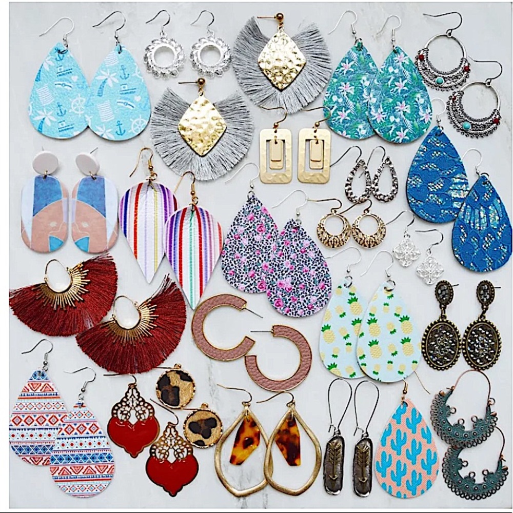 NWT Free w/ Purchase Boutique Colorful Striped Leather Earrings
